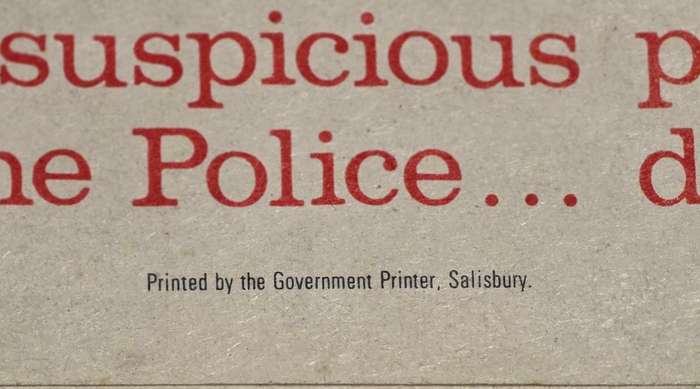 RHODESIAN BUSH WAR, REPORT IT TO THE POLICE BOMB POSTER SET