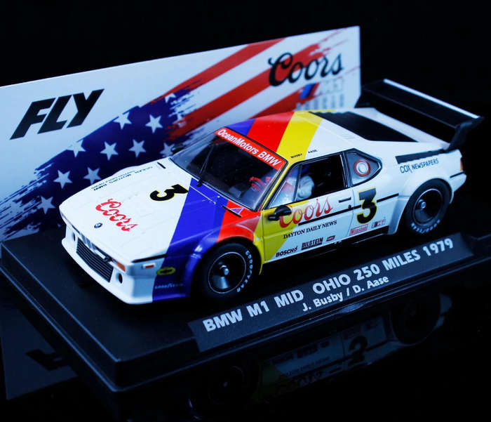 Scalextric FLY Bmw M1 #3 Mid Ohio 250 Miles 1979 J. Busby-D. Aase NEW release A2085 1/32 slot car