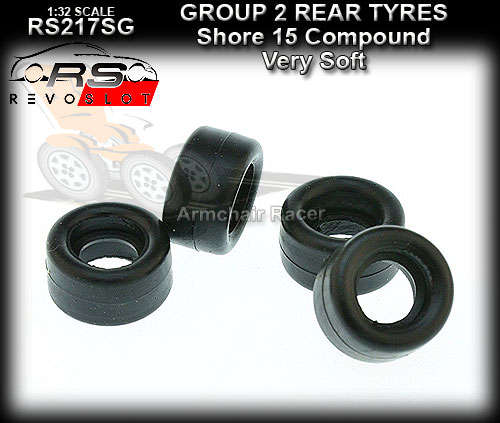 Scalextric Revoslot 4 TYRES Group 2 cars Super GRIP 15 SHORE RS217SG 1/32 SLOT