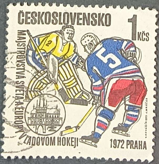 Czechoslovakia 1972 World and European Ice Hockey Championships, Prague 1Kcs used