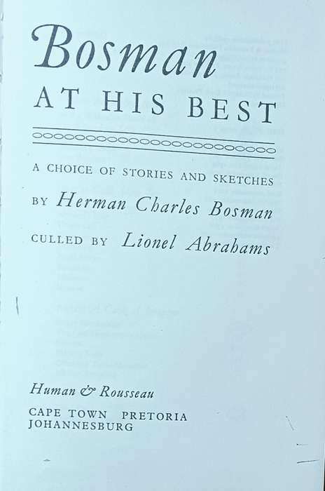 Bosman at His Best - Herman Charles Bosman - Hardcover
