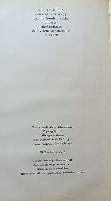 Die Drosters - F.A. Venter - Hardcover - 182 Pages