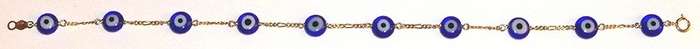 14k / 14ct gold BRACELET: All seeing eye / evil eye, 3+1 figaro, 19cm. Ready for you. Last one!