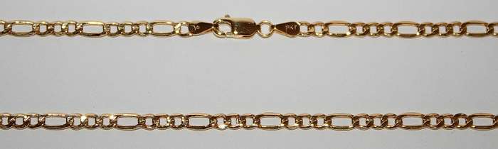 9k / 9ct gold hollow 3+1 Figaro CHAIN: 5.2mm wide, 50cm