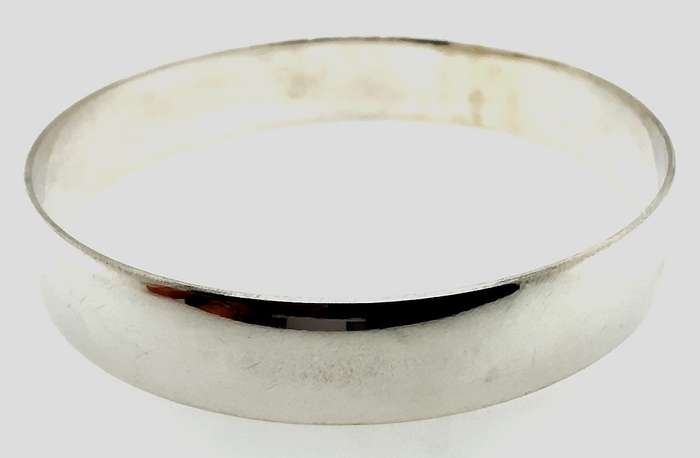 D-shaped BANGLE: 12mm wide, 70mm interior, sterling silver  BROAD & BOLD