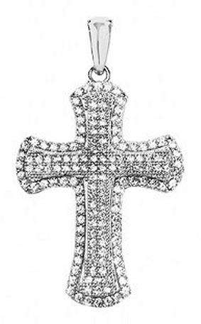 CROSS: simulated diamonds  Cz, 21.5x28.4mm, sterling silver  GLAMOROUS!