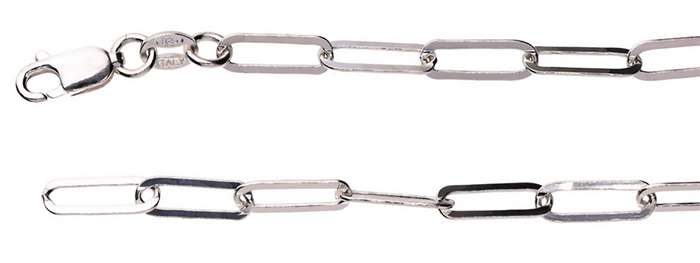 Paperclip CHAIN: 3.8mm wide, 45cm, solid sterling silver