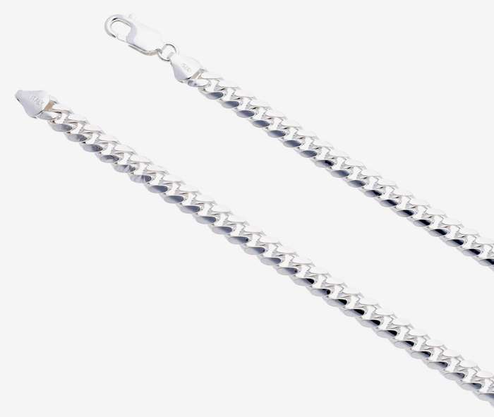 Sterling silver CHAIN: cut curb, 6.7mm wide, 65cm