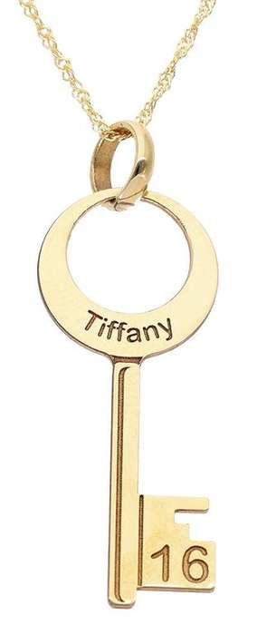 9k / 9ct yellow gold 16th key Pendant / Charm
