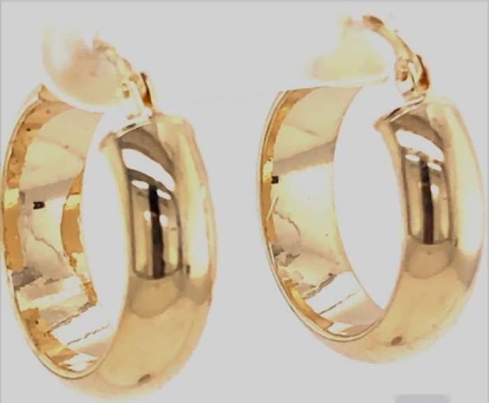9k / 9ct gold D-shaped tube hinged hoop EARRINGS: 20x6mm