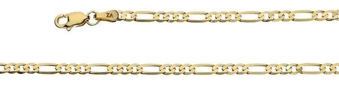 9k / 9ct gold CHAIN: 3+1 Figaro, 2.7mm wide, 60cm