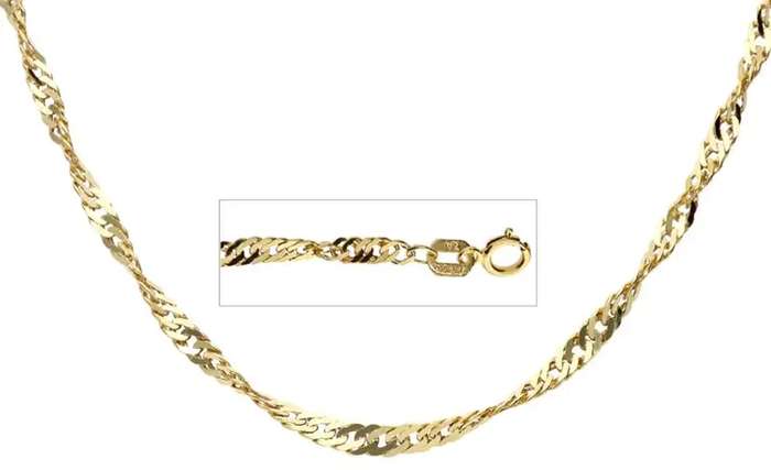9k / 9ct gold Singapore BRACELET: 2.5mm wide, 19cm