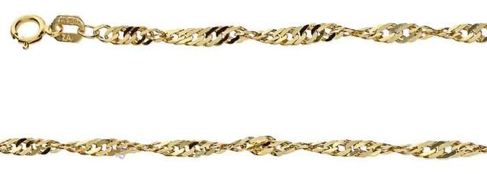 9k / 9ct gold Singapore BRACELET: 2.5mm wide, 19cm