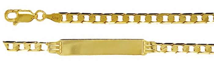 9k / 9ct gold ID BRACELET: 3.3mm wide, 19cm