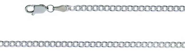 9k / 9ct white gold bevelled curb BRACELET: 3mm wide, 19cm