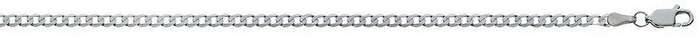 9k / 9ct white gold bevelled curb BRACELET: 3mm wide, 19cm