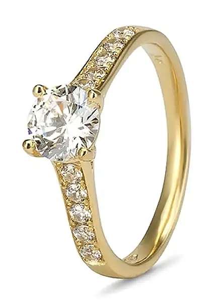 9k / 9ct gold Engagement or Dress RING: simulated diamonds