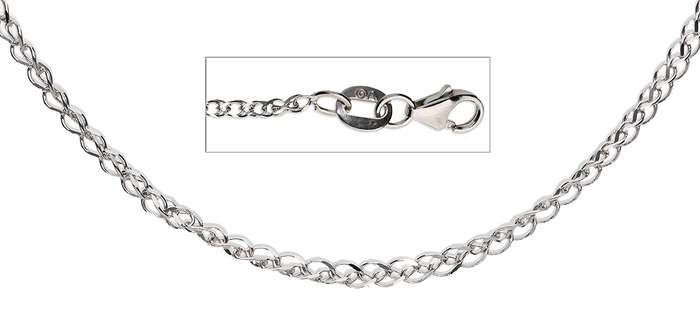9k / 9ct white gold CHAIN: Wheat or Spiga link, 1.8mm wide, 45cm