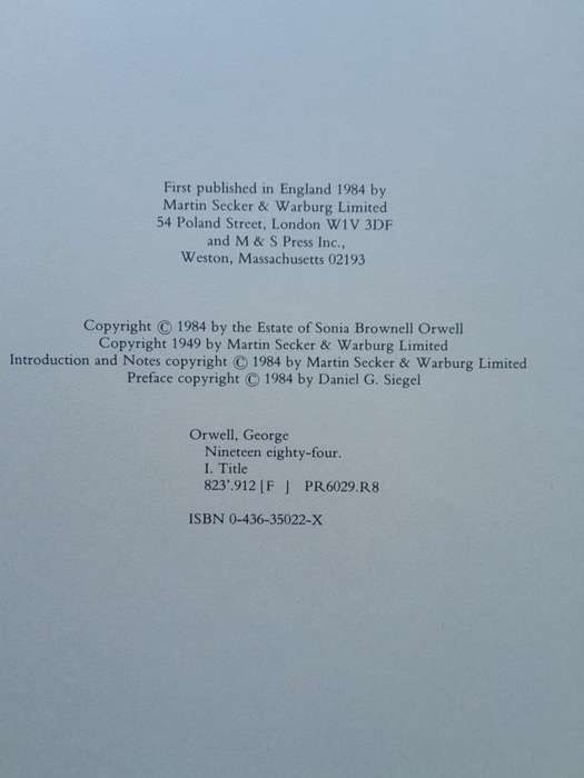 NINETEEN EIGHTY-FOUR FACSIMILE **1st edition**
