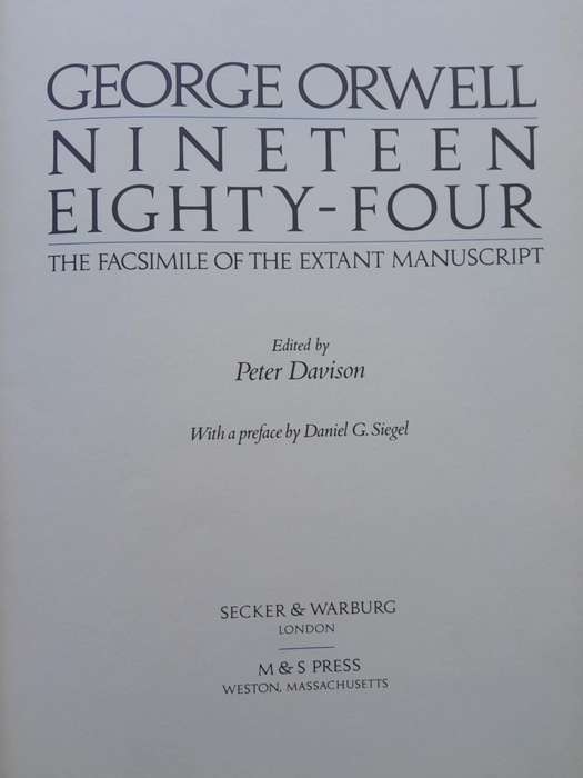 NINETEEN EIGHTY-FOUR FACSIMILE **1st edition**