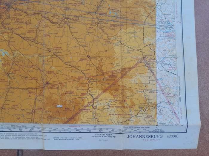 VINTAGE JOHANNESBURG AERONAUTICAL CHART + KNEE BOARD