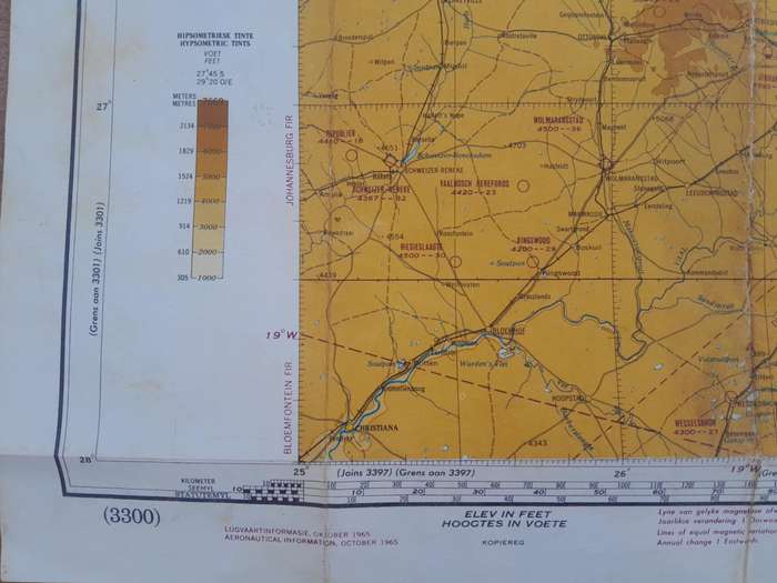 VINTAGE JOHANNESBURG AERONAUTICAL CHART + KNEE BOARD