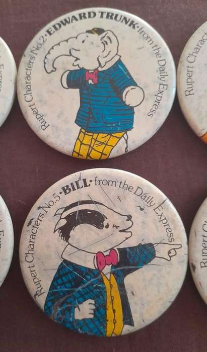 VINTAGE RUPERT THE BEAR & FRIENDS BADGES