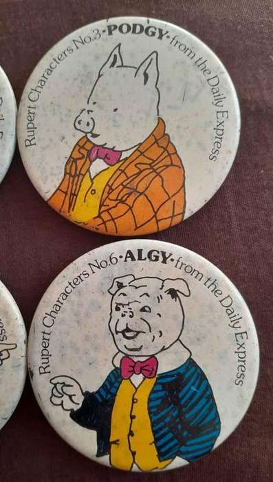VINTAGE RUPERT THE BEAR & FRIENDS BADGES