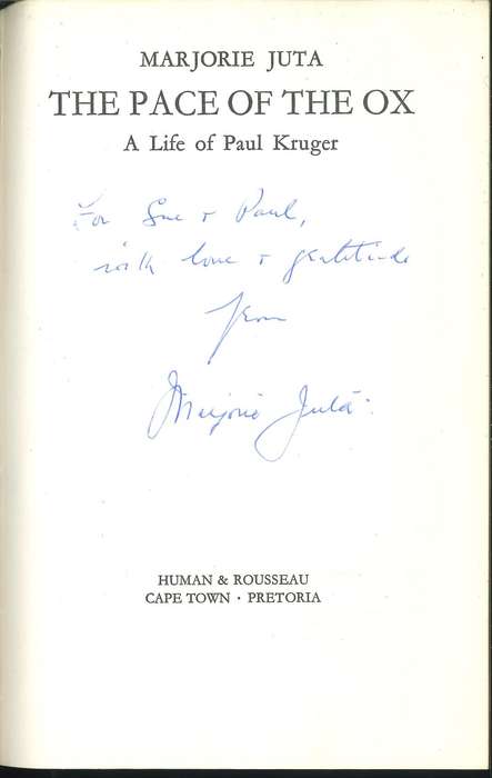 THE PACE OF THE OX **Paul Kruger** SIGNED FIRST EDITION