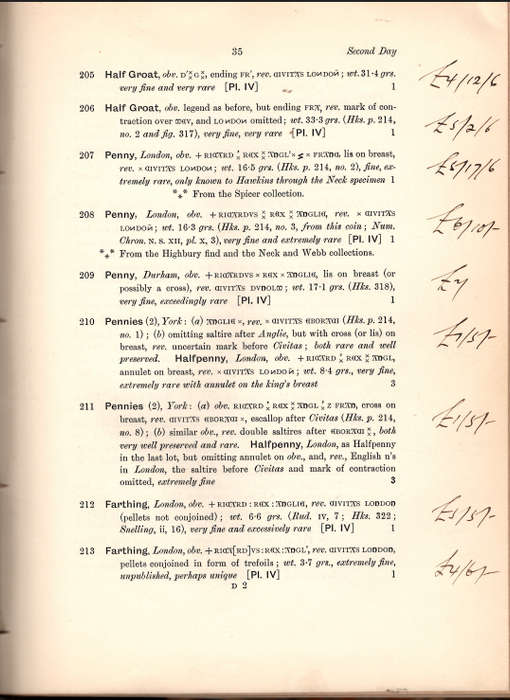 Catalogue of the Important Collection of Anglo-Saxon and English Coins **1913 Edition**