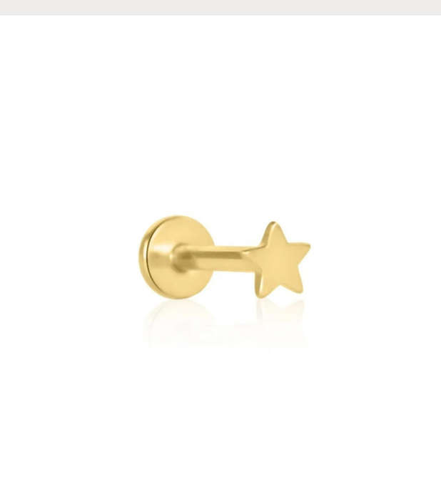 Gold plated titanium tiny star threadless labret