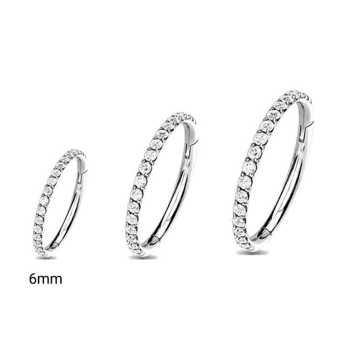Clicker earring - silver titanium, 6mm, 1.6mm gauge