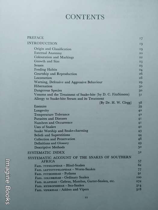 Snakes Of Southern Africa - FitzSimons 1962 edition