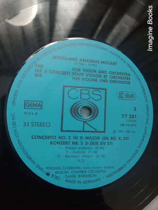 Mozart Violinkonzerte - Zukerman/Barenboim - 3 LP Set