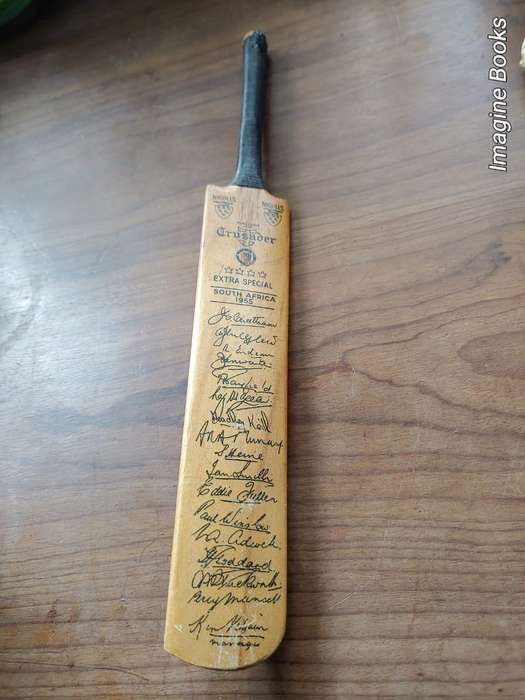 Crusader Miniature Cricket Bat - South Africa 1955 - Printed Autographs