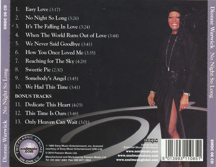 Dionne Warwick - No Night So Long CD Import