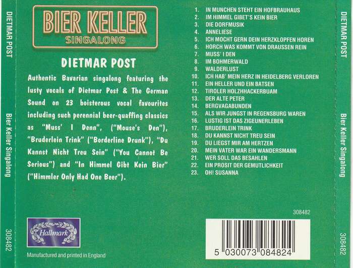 Dietmar Post & German Sound - Bier Keller Singalong CD Import