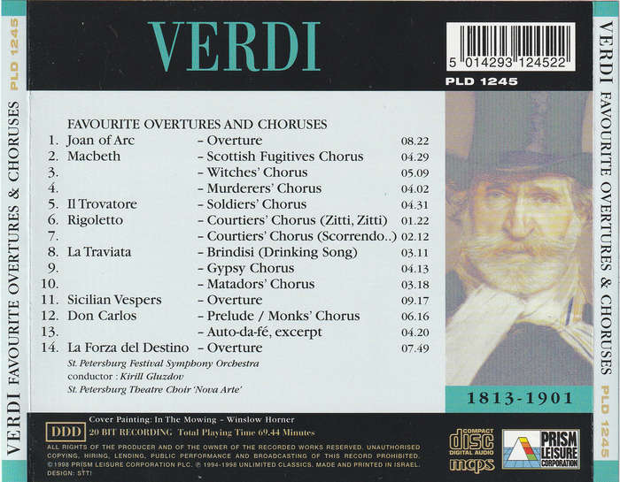 Verdi, St. Petersburg Festival Symphony Orchestra, Kirill Gluzdov - Favourite Overtures & Choruses