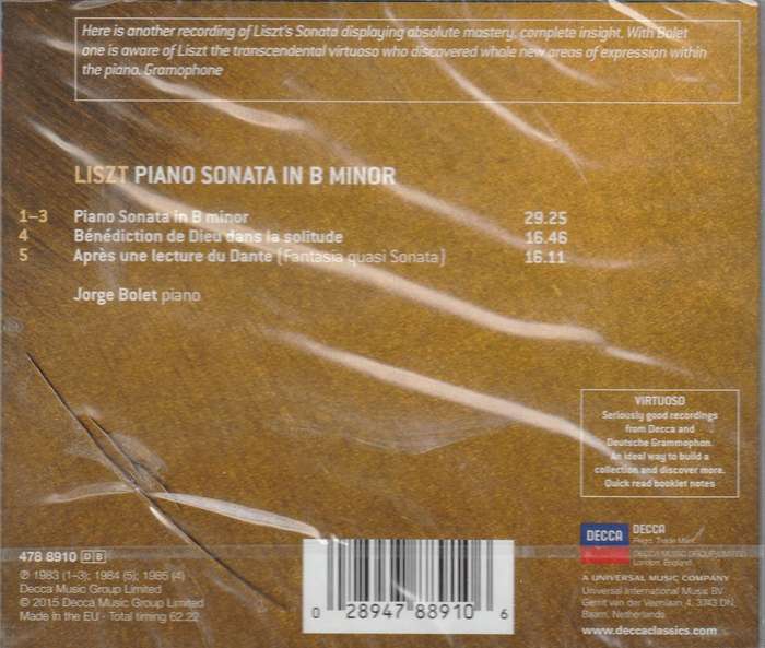 Liszt - Piano Sonata In B Minor CD Import Sealed