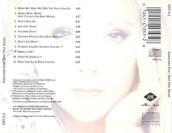 Samantha Fox - Just One Night CD Import