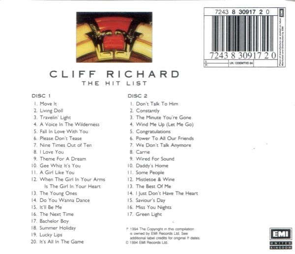 Cliff Richard - Hit List (Best of 35 Years) Double CD Import