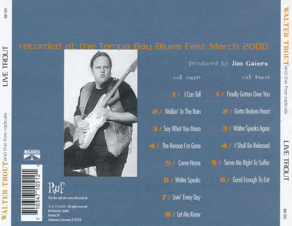 Walter Trout & Free Radicals - Live Trout Double CD Import