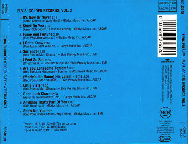 Elvis Presley - Elvis' Golden Records, Vol.3 CD Import