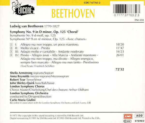Beethoven - Symphony No 9 'Choral' CD Import Sealed