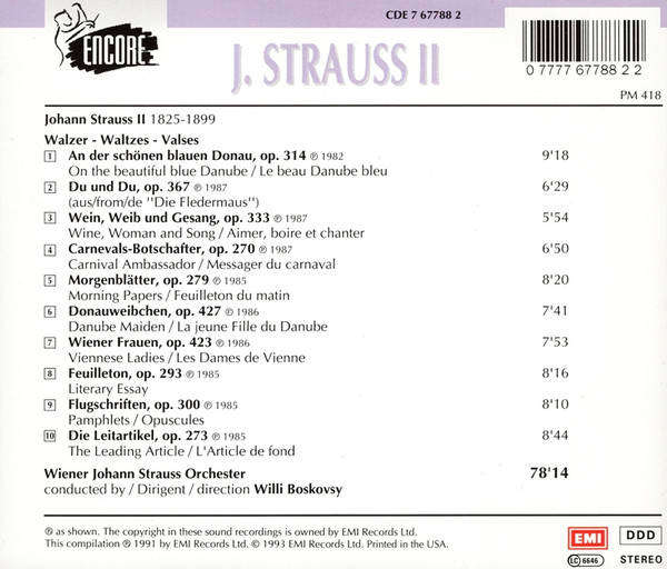 Johann Strauss II - Waltzes / Boskovsky CD Import