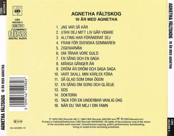 Agnetha Fältskog - Tio År Med Agnetha CD Import