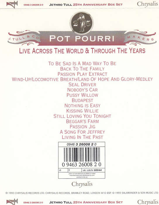 Jethro Tull - 25th Anniversary 4CD Box Set Import Box Set