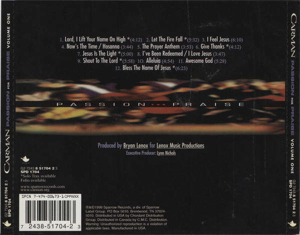 Carman - Passion For Praise, Volume One CD Import