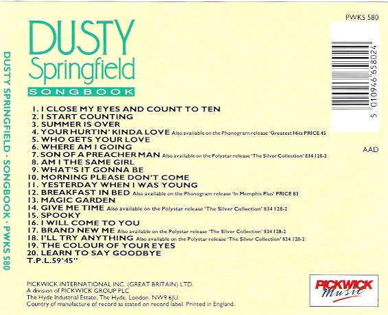 Dusty Springfield - Songbook CD Import