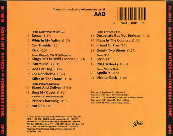 Adam Ant - Antics In the Forbidden Zone CD Import